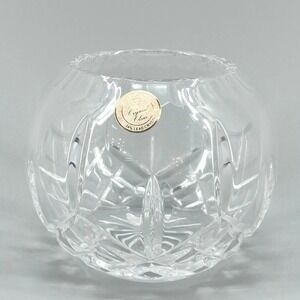 Crystal Clear 24% Lead Crystal Starburst Rose Bowl Votive Holder Made Poland 4"